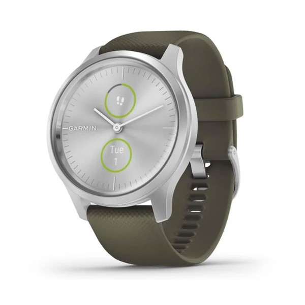 Garmin vívomove style smartwatch plata 42mm amoled con correa silicona verde