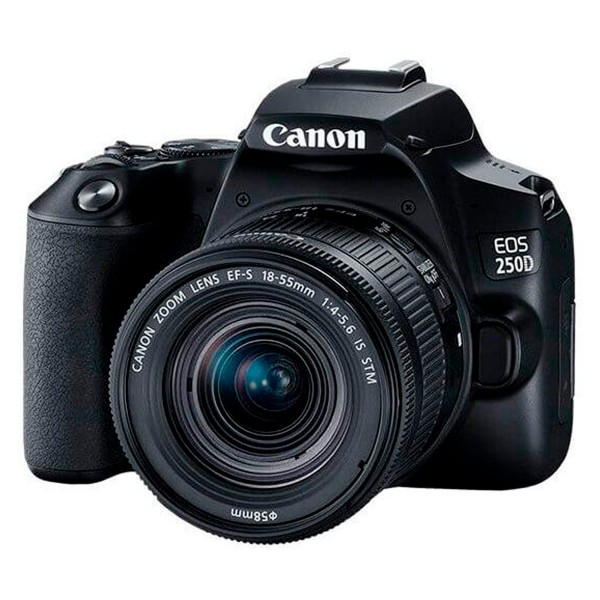 Canon eos 250d + objetivo zoom ef-s18-55mm f/4-5.6 is stm / cámara reflex digital